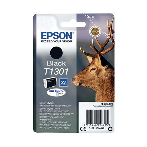 EPSON T1301 STAG DURABRITE ULTRA INK CARTRIDGE BLACK C13T130