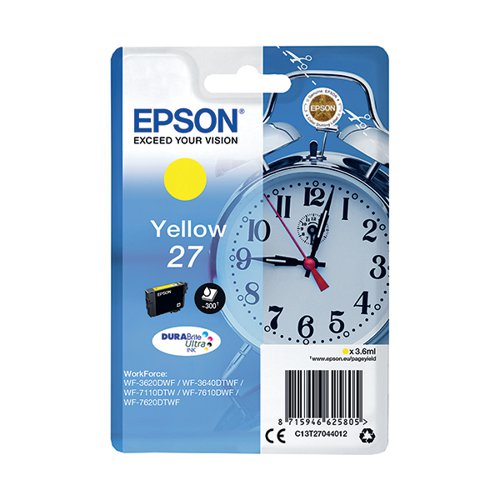 EPSON 27 ALARM CLOCK DURABRITE ULTRA INK CARTRIDGE YELLOW C1