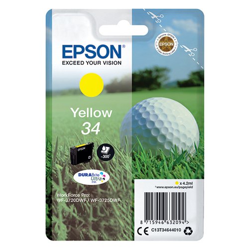 EPSON 34 GOLF BALL DURABRITE ULTRA INK CARTRIDGE YELLOW C13T