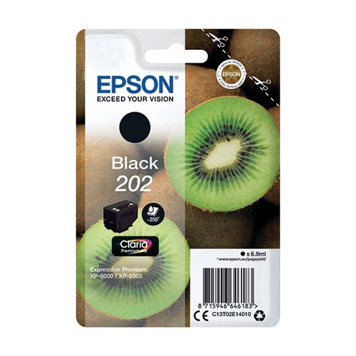 EPSON 202 KIWI CLARIA PREMIUM INK CARTRIDGE BLACK C13T02E140