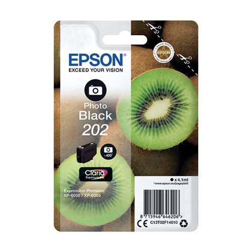 EPSON 202 KIWI CLARIA PREMIUM INK CARTRIDGE PHOTO BLACK C13T