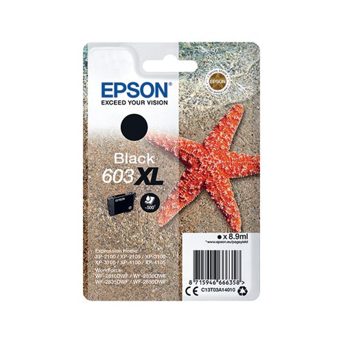 EPSON 603XL STARFISH INK CARTRIDGE HIGH YIELD BLACK C13T03A1