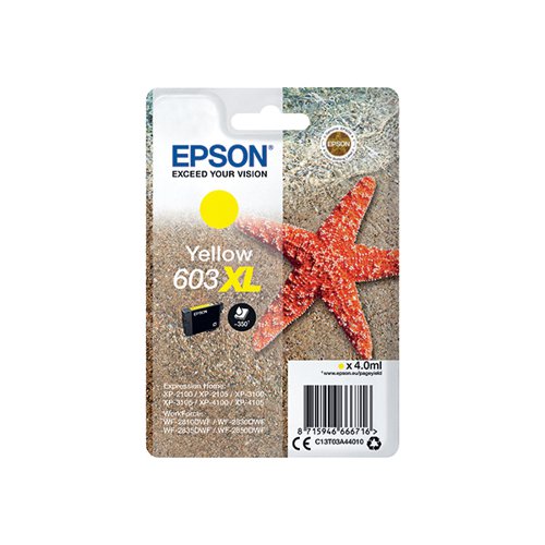 EPSON 603XL STARFISH INK CARTRIDGE HIGH YIELD YELLOW C13T03A