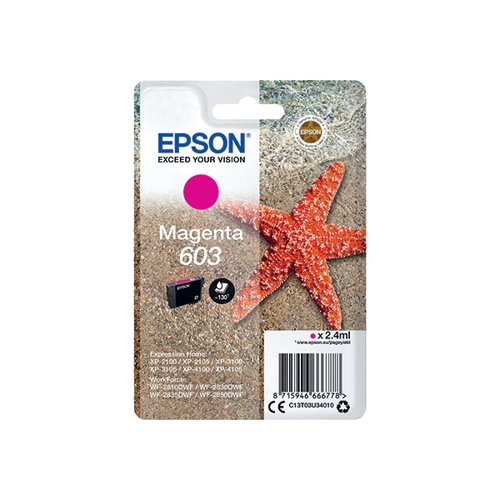 EPSON 603 STARFISH INK CARTRIDGE MAGENTA C13T03U34010