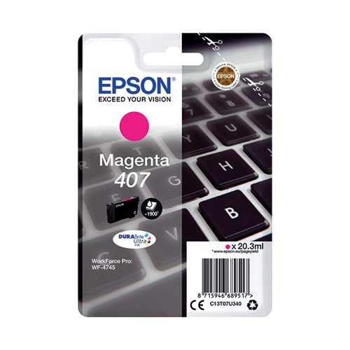 EPSON 407 KEYBOARD DURABRITE ULTRA INK CARTRIDGE MAGENTA C13