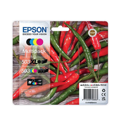 EPSON 503XL/503 CHILLIES INK CARTRIDGE HIGH YIELD CMYK MULTI