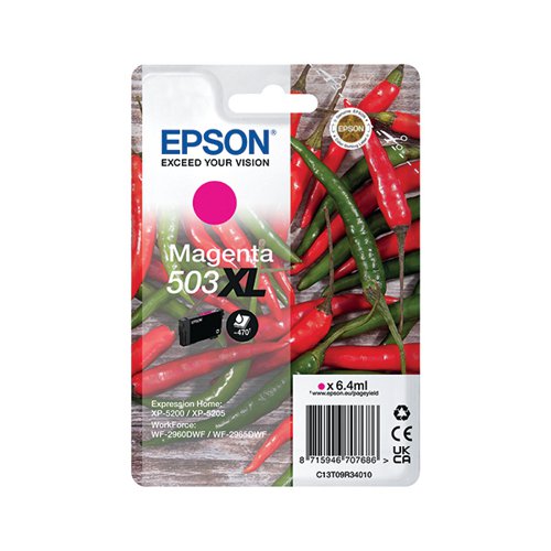 EPSON 503XL CHILLIES INK CARTRIDGE HIGH YIELD MAGENTA C13T09
