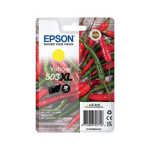 EPSON 503XL CHILLIES INK CARTRIDGE HIGH YIELD YELLOW C13T09R
