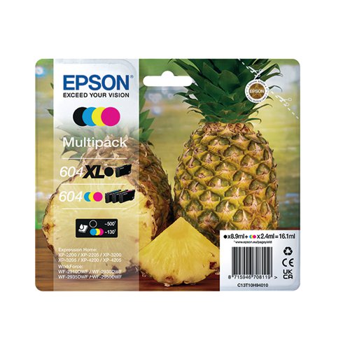 EPSON 604XL/604 PINEAPPLE INK CARTRIDGE HIGH YIELD CMYK MULT