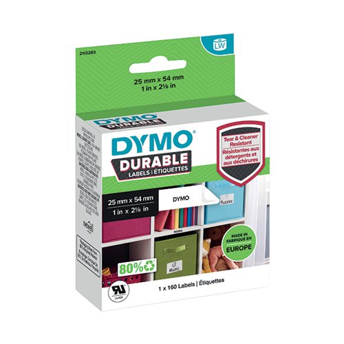 DYMO DURABLE MULTIPURPOSE LABELS 25MM X 54MM WHITE 2112283