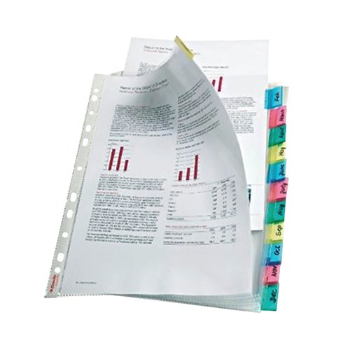 ESSELTE 12-TAB INDEX POCKET A4 ASSORTED 414170