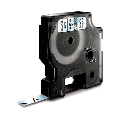 DYMO 40910 LABELMAKER D1 TAPE 9MM X 7M BLACK ON CLEAR S07206