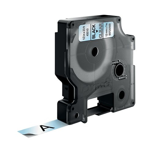 DYMO 45010 D1 LABELMAKER TAPE 12MM X 7M BLACK ON CLEAR S0720