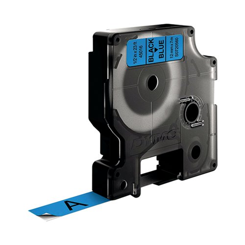 DYMO 45016 D1 LABELMAKER TAPE 12MM X 7M BLACK ON BLUE S07205
