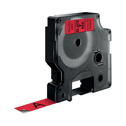 DYMO 45017 D1 LABELMAKER TAPE 12MM X 7M BLACK ON RED S072057
