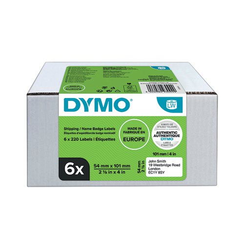 DYMO LABELWRITER SHIPPING LABELS 54MMX101MM (PACK OF 6) 2093