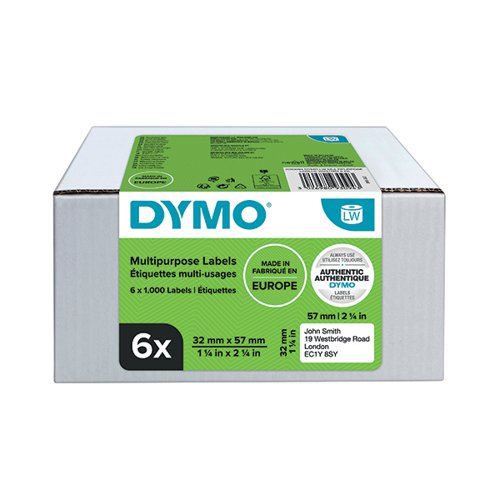 DYMO LABELWRITER MULTIPURPOSE LABELS 32MMX57MM (PACK OF 6) 2