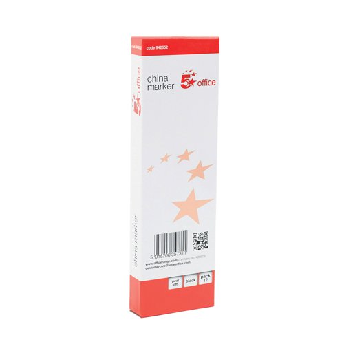 5 STAR OFFICE CHINA GRAPH PENCIL 4MM COLUMN NON-TOXIC BLACK