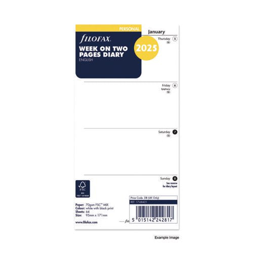 FILOFAX REFILL WEEK TO VIEW PERSONAL 2025 FX1076625