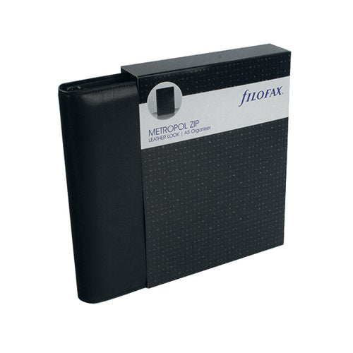 FILOFAX METROPOL BLACK A5 ZIPPED ORGANISER (INCLUDES UK AND