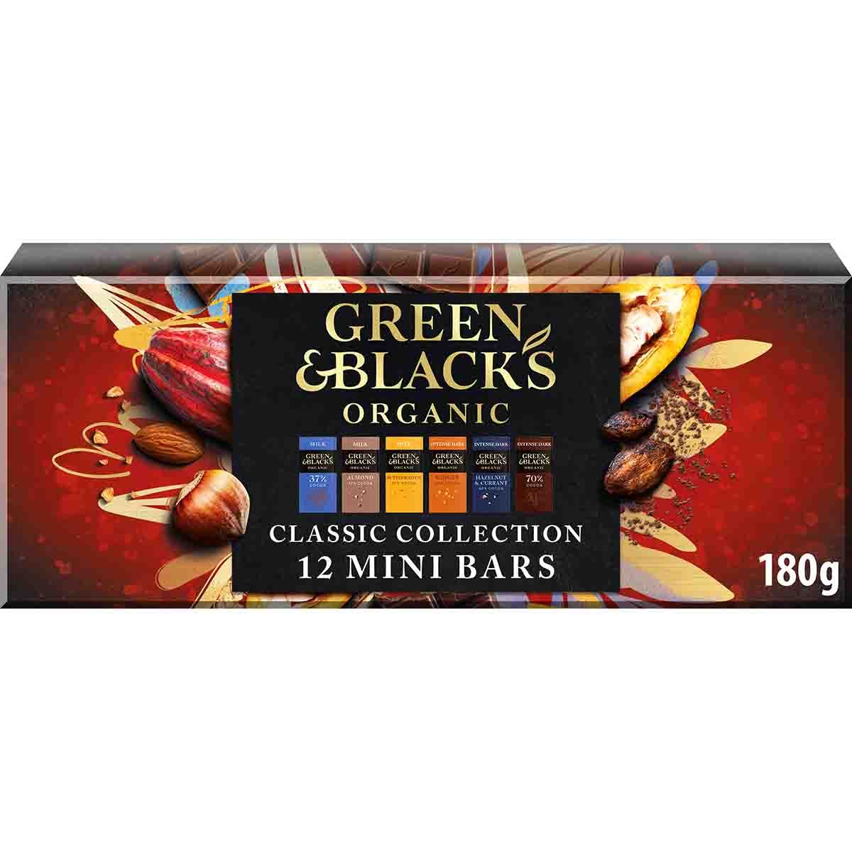 GREEN & BLACKS ORGANIC COLLECTION MINI CHOCOLATE BARS (180g) x 12