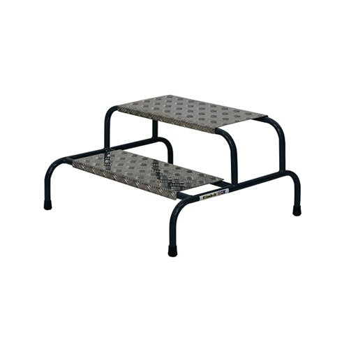 CLIMB-IT WIDE WORK STEPS WITH CHEQUER PLATE 2 TREAD AND PLAT