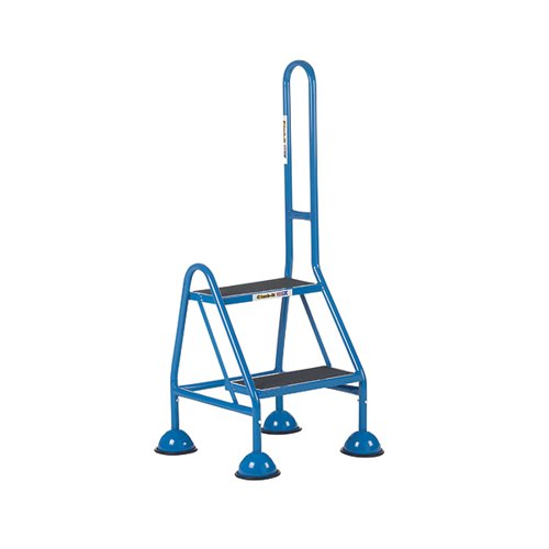 CLIMB-IT DOMED FEET HANDY STEP 2 TREAD WITH SIDE HANDRAIL BL