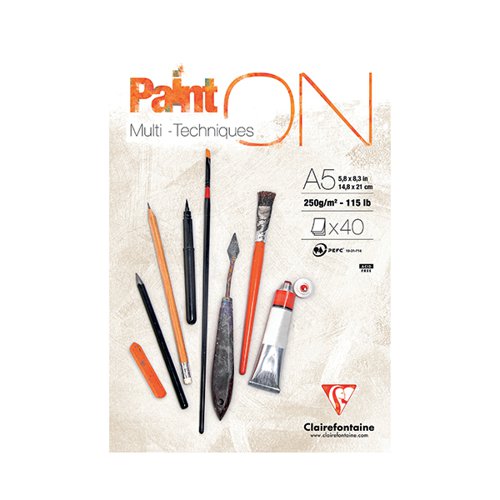 CLAIREFONTAINE PAINT ON PAD 250GSM PAPER 40 SHEETS A5 96538C