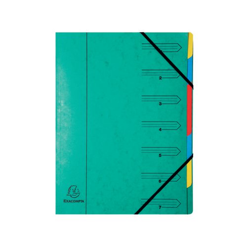 EXACOMPTA EUROPA 7-PART ORGANISER 400GSM PRESSBOARD A4 GREEN