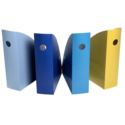 EXACOMPTA BEE BLUE MAGAZINE FILES RECYCLED SET OF 4 ASSORTED