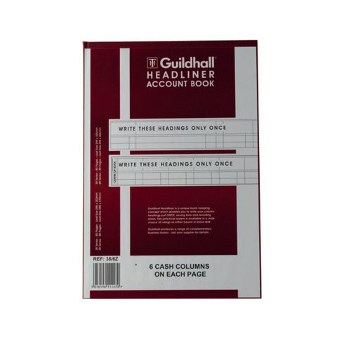 EXACOMPTA GUILDHALL HEADLINER 6 CASH COLUMN ACCOUNT BOOK 38/