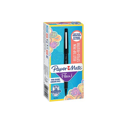 PAPERMATE FLAIR ORIGINAL FELT TIP PENS BLACK (PACK OF 12) S0190973