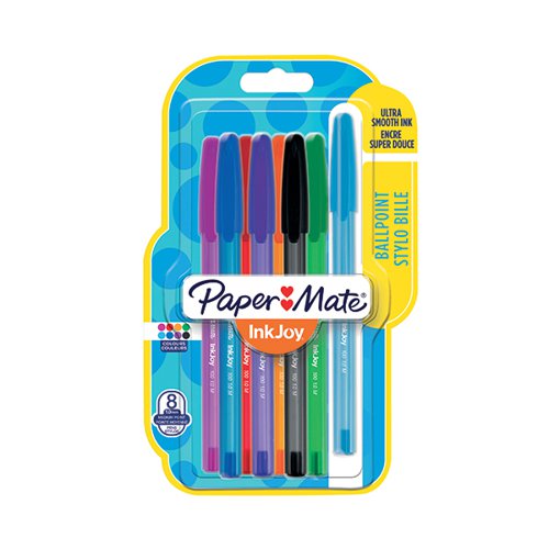 PAPERMATE INKJOY 100 STICK BALLPOINT PEN ASSORTED (PACK OF 8