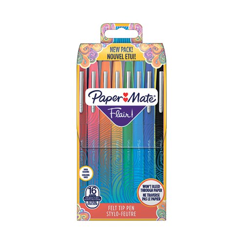 PAPERMATE FLAIR ORIGINAL FELT TIP PENS ASSORTED (PACK OF 16) S0977450