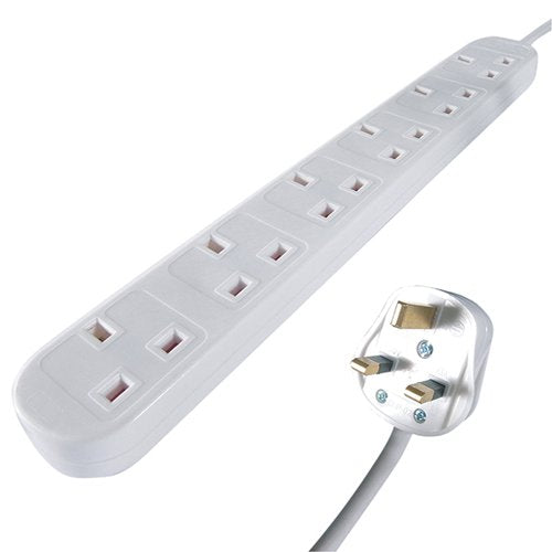CONNEKT GEAR 3M 6-WAY POWER EXTENSION LEAD WHITE 27-6030