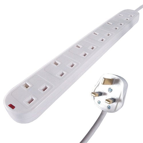 CONNEKT GEAR UK 6-WAY MAINS POWER SURGE PROTECTED EXTENSION BLOCK 2M 27-6020S