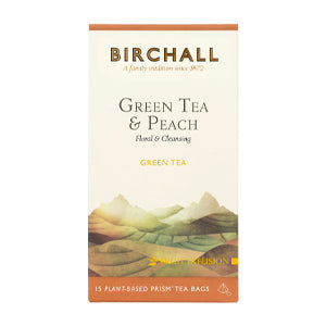 BIRCHALL TEA PRISM GREEN TEA & PEACH TEA BAGS X 15