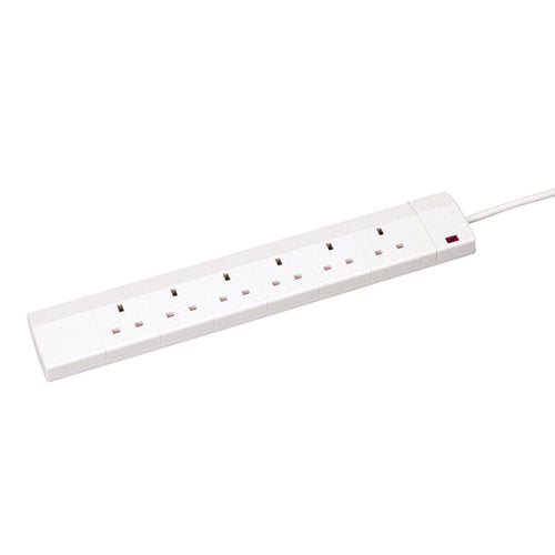 CED 6-GANG EXTENSION LEAD 2M WHITE CEDTS6213M