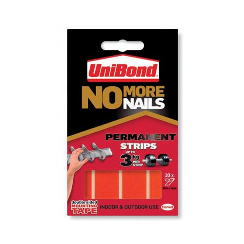 NO MORE NAILS PERMANENT ADHESIVE STRIP 20X40MM RED (PACK OF