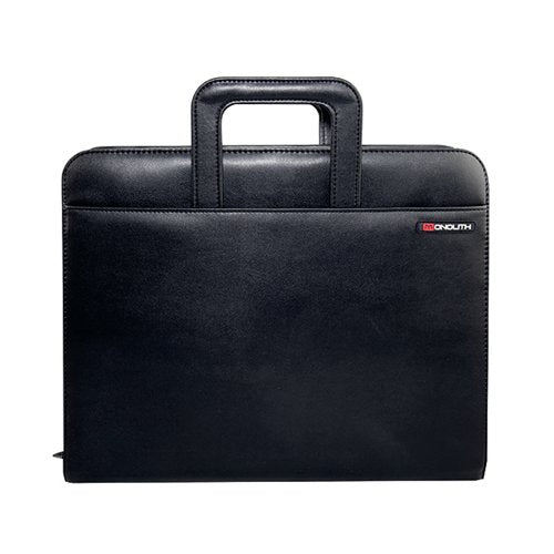 MONOLITH DROP HANDLE LEATHER LOOK RING BINDER BLACK 2791
