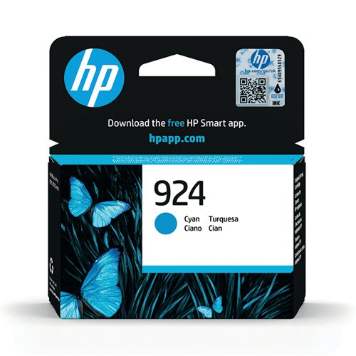 HP 924 ORIGINAL INK CARTRIDGE CYAN 4K0U3NE