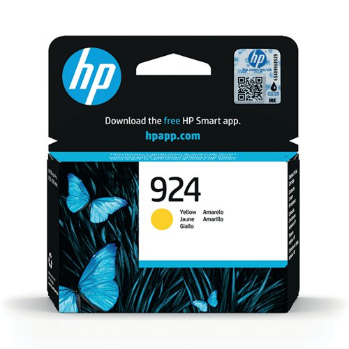 HP 924 ORIGINAL INK CARTRIDGE YELLOW 4K0U5NE