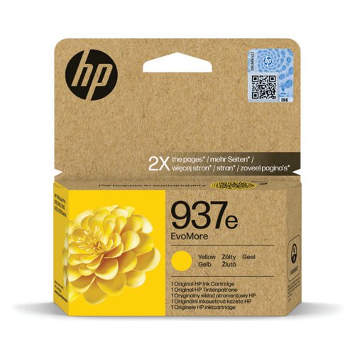 HP 937E EVOMORE ORIGINAL INK CARTRIDGE HIGH YIELD YELLOW 4S6