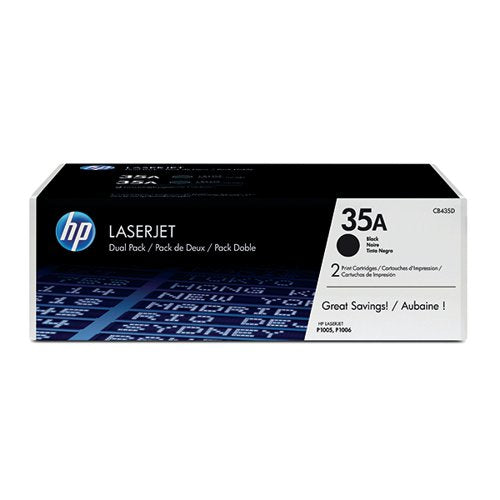 HP 35A ORIGINAL LASERJET TONER CARTRIDGE BLACK 2-PACK CB435A