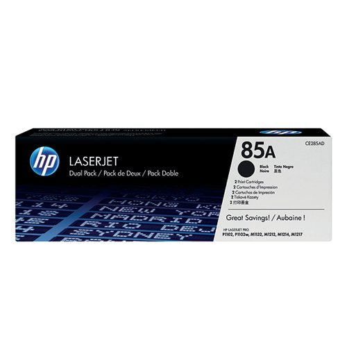 HP 85A ORIGINAL LASERJET TONER CARTRIDGE BLACK 2-PACK CE285A