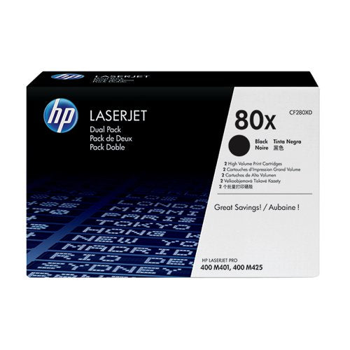 HP 80X ORIGINAL LASERJET TONER CARTRIDGE HIGH YIELD BLACK 2-