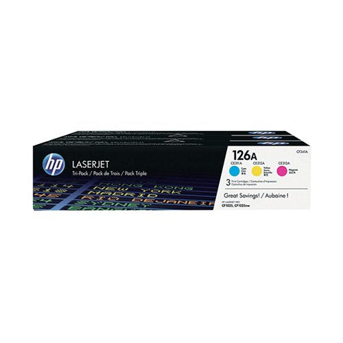 HP 126A ORIGINAL LASERJET TONER CARTRIDGE CMY 3-PACK CF341A