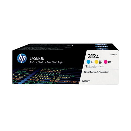HP 312A ORIGINAL LASERJET TONER CARTRIDGE CMY 3-PACK CF440AM