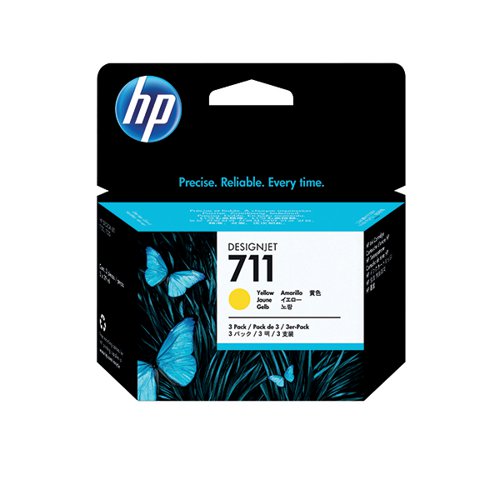 HP 711 ORIGINAL INK CARTRIDGE 29-ML YELLOW 3-PACK CZ136A