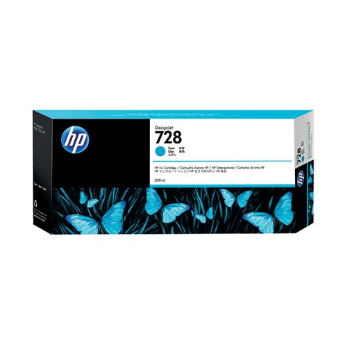 HP 728 ORIGINAL INK CARTRIDGE 300-ML CYAN F9K17A